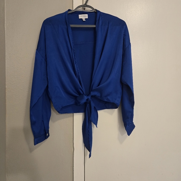 Lucy Paris Vibrant Blue Button-Down Shirt. Size S - Picture 6 of 11